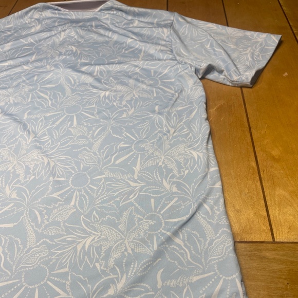 Bad Birdie Golf Polo Tropical Leaf Print Size Medium Color Light Blue - Picture 14 of 16